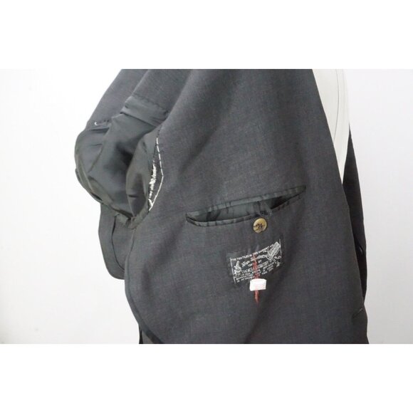 Paul Stuart Stuart II Dark Gray 100% Wool 2 Pc Suit Jacket Pants 42 semi long - Picture 9 of 12